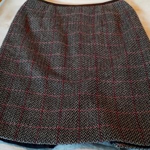 Talbots wool blend black and pink a line vented skirt zipper Sz 12